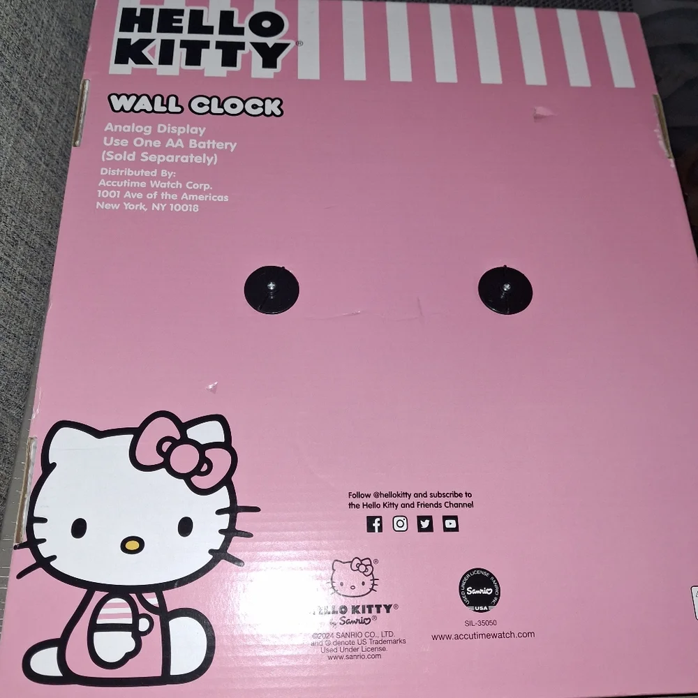 Hello Kitty Pink and Blue Striped Wall Clock